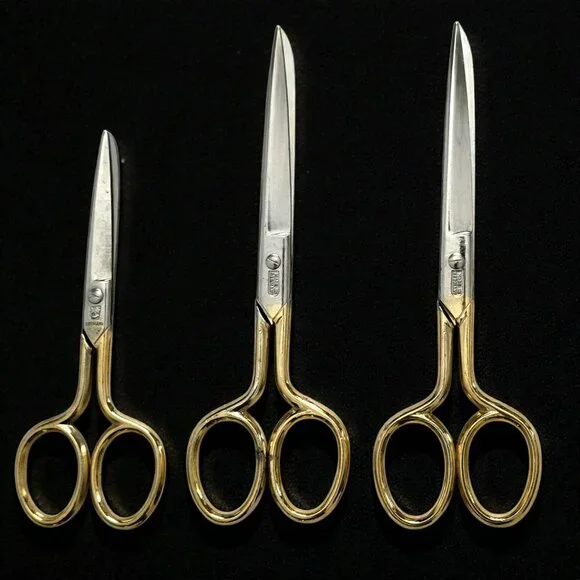 7 Vintage German Gold & Silver Scissors Embroidery Crafting Sewing Tools Shears - Picture 5 of 8